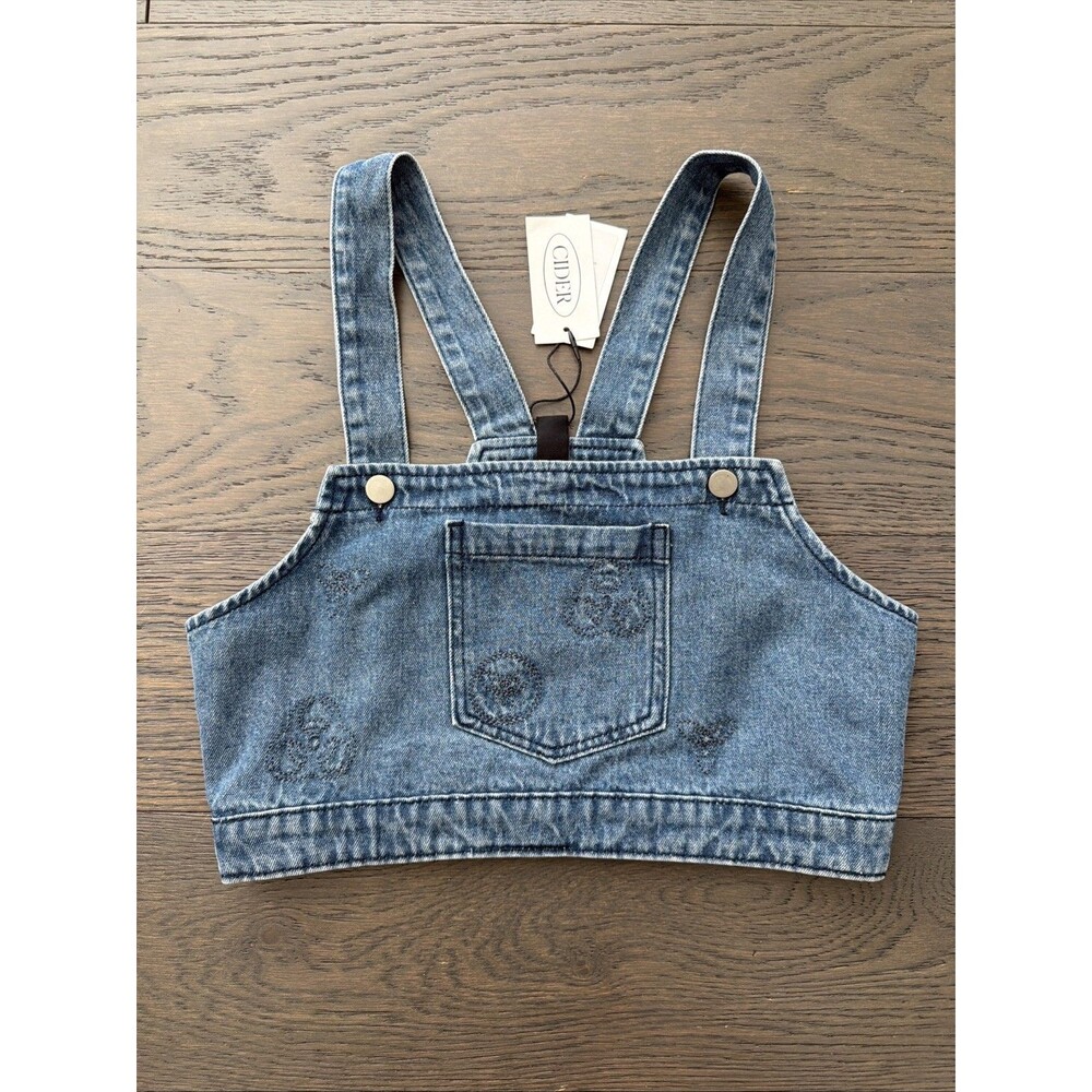 Cider Jean Crop Top With Buttoned Sides Size Medium NWT